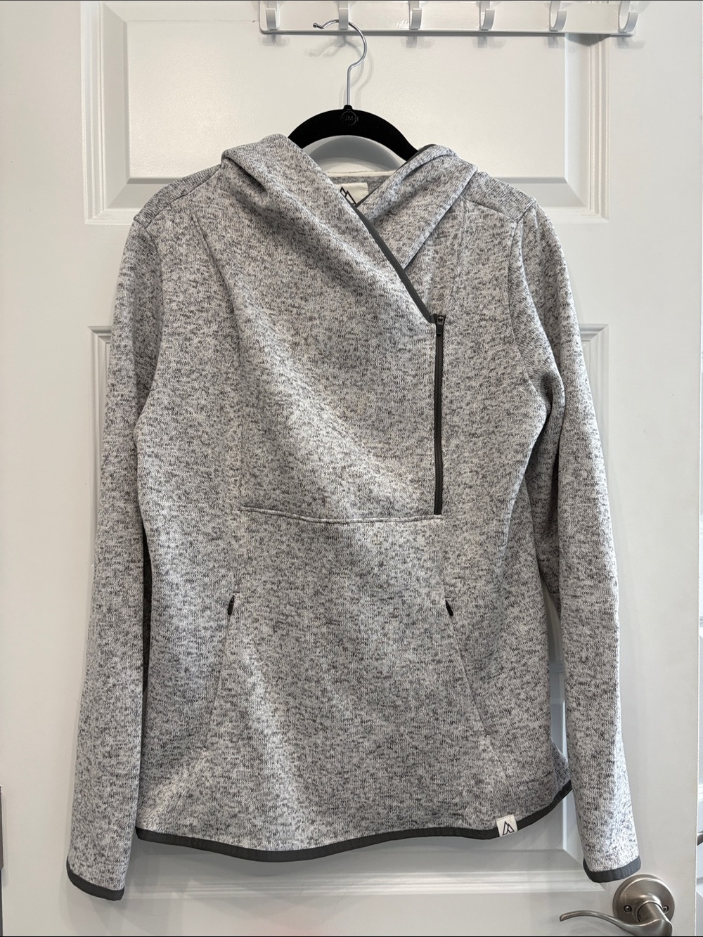 Alpine Design Heather Gray Asymmetric Zip Hooded Pullover
